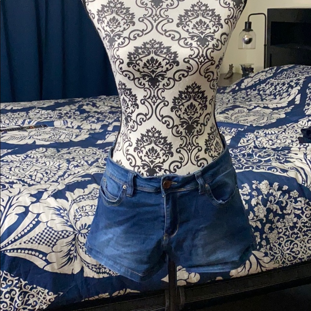 Stretchy denim booty lifting shorts